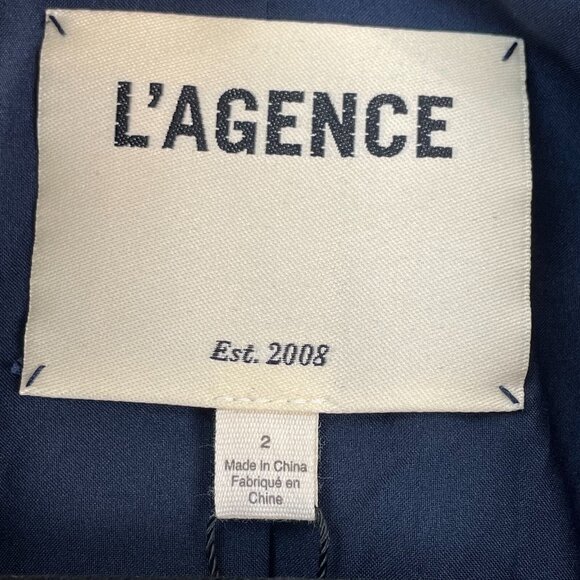 NEW $470 L'AGENCE Size 2 Blue Scout Blazer One Button Linen Cotton Blend Jacket - Picture 2 of 10